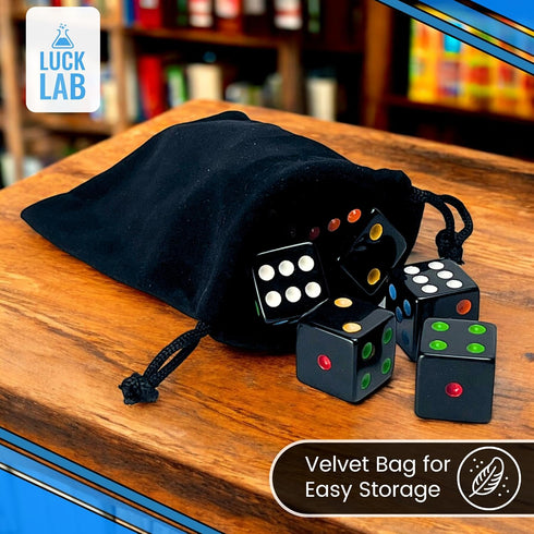 10 D6 Pack 16mm Luck Lab Piece Multicolor Pip Dice - Acrylic Square Edge Standard Dice for RPG MTG DND Table Games