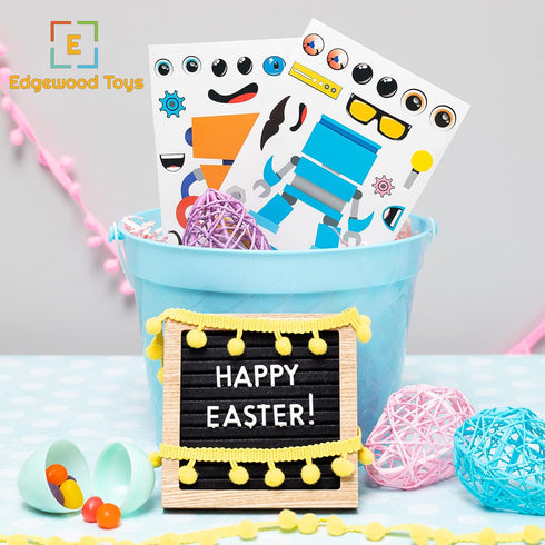 24 Make A Robot Stickers for Kids - Fun Craft Project and Birthday Party Favors for Children 3+
