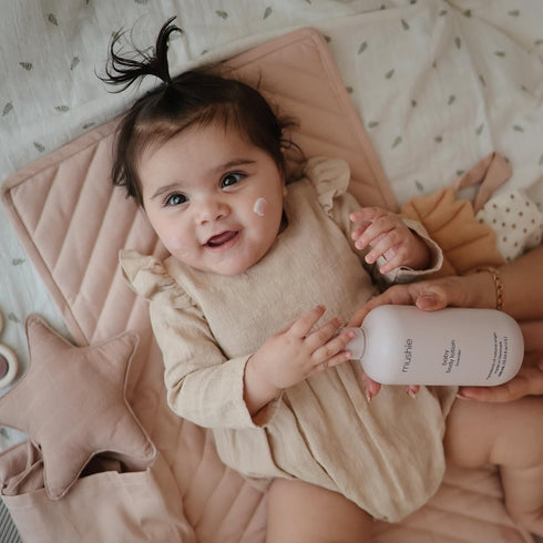 13.53 oz mushie Baby Organic Body Lotion | Moisturize, Soothe, and Hydrates Dry Skin | Made in Denmark, fl (Lavender)