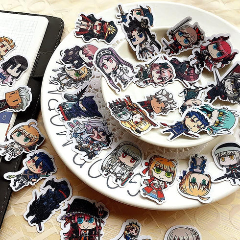 Wildforlife Fate/Grand Order FGO April Fool's Art, Cute Chibi Reusable Vinyl Stickers, 43 PCS