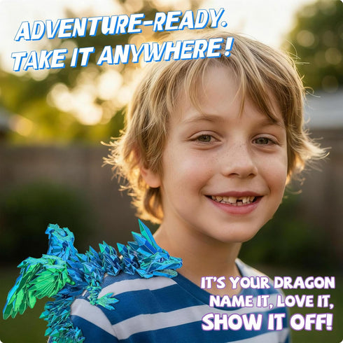 Nerbixy 3D 24-inch 5/6/7/8/9 Printed Dragon Large with Wings, Dragon Fidget Toy with Eyes, Movable Mouth, Big