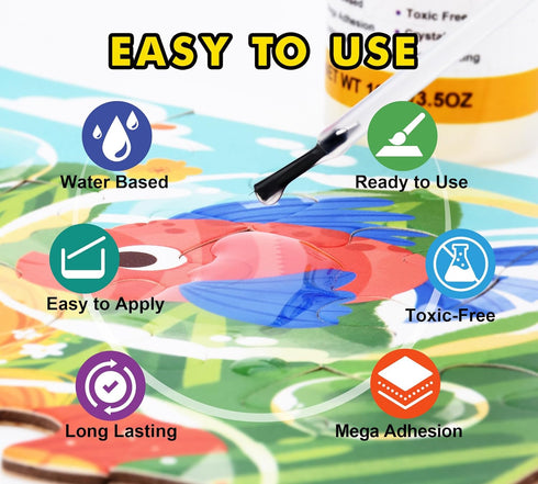 YumCraft 7oz Puzzle Glue Clear Drying, High Gloss Jigsaw Puzzle Saver with Precision Applicator, Non-Toxic Puzzle