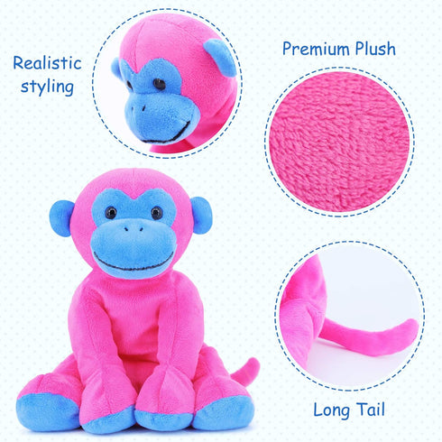 Unique Ape Monkey Stuffed Animals Plush Toys, Soft Cute Monkey Toy for Toddlers, 7.9" Pink