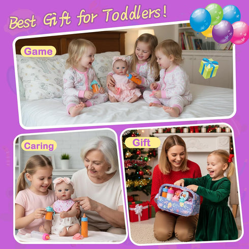 6-Piece Set 1024 Inch CARANOVO Baby Doll Feeding Magic Bottles & Pacifiers for Dolls, Disappearing Milk & Juice