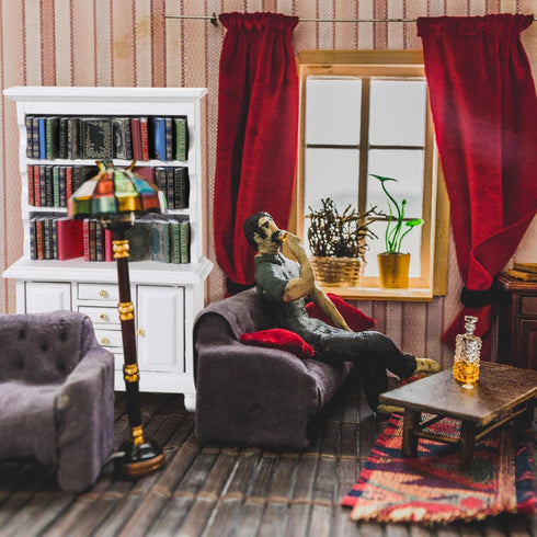 Chivertion 1:12 48 Scale Dollhouse Miniature Wooden Bookshelf Bookcase with Pcs Miniature Books Mini Tiny Books
