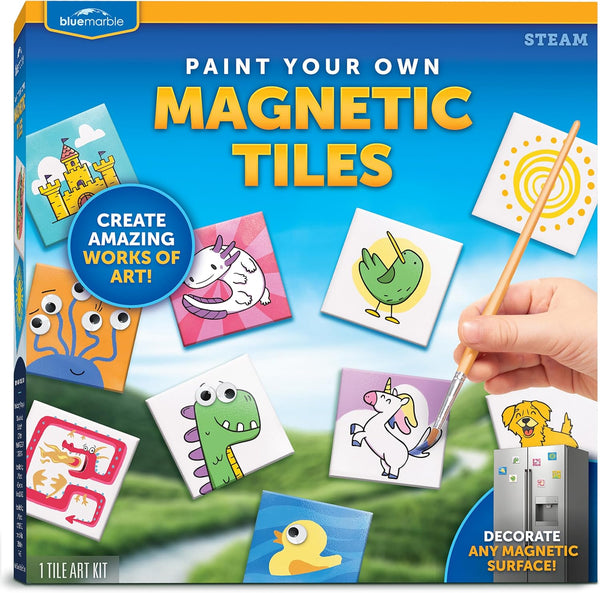 Blue Marble Magnetic Tile Art Craft Kit - Paint Your Own Magnetic