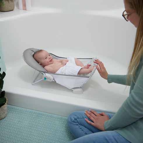 2-Position 0-6 20 Ingenuity Foldaway Baby Bath Seat, Adjustable Support for Sink or Bathtub, Ages Months up to Pounds