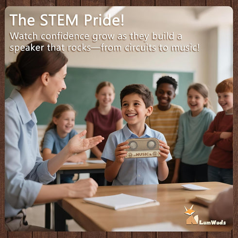 12-14, STEM Kits for Kids Age Wooden DIY Bluetooth Speaker Kit Build Your Own with Dual Speakers, Science Gift for Teen