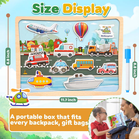 11 Magnetic Wooden Puzzle for Toddlers, PCS Airplane Matching Toy Montessori Educational Essential Preschool Learning