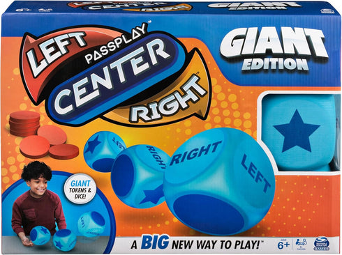 Giant Left Center Right, Classic Family Board Game with Big Oversized Dice & Tokens for Kids and Adults Ages 6+