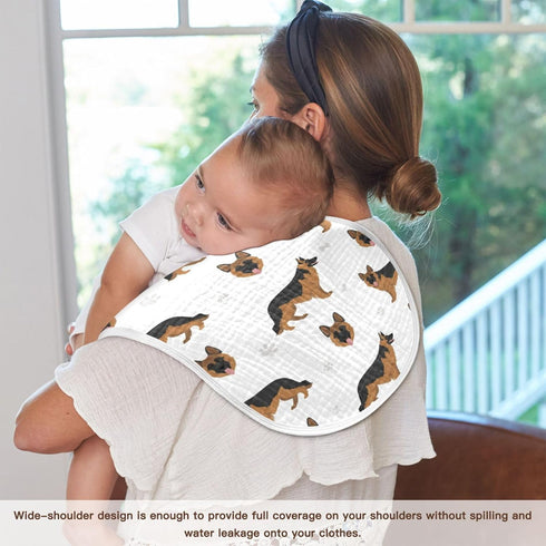 German Shepherd Dog Muslin Burp Cloths for Baby, 1 Pack, Soft 100% Cotton Washcloths
