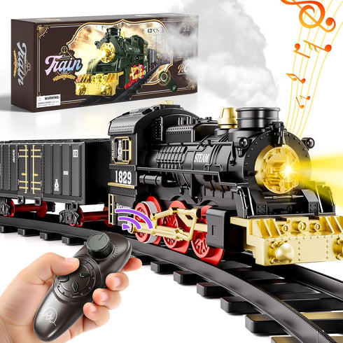Novaluki Set 4-8, 3 4 5 6 7 8 Remote Control Train Toys with Smoke, Light and Sound, Christmas Electric Train for Kids