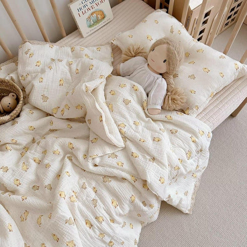 BuLuTu Baby Toddler Muslin Blanket| Crib Baby Quilts| Cot Comforter| Nursery Bed