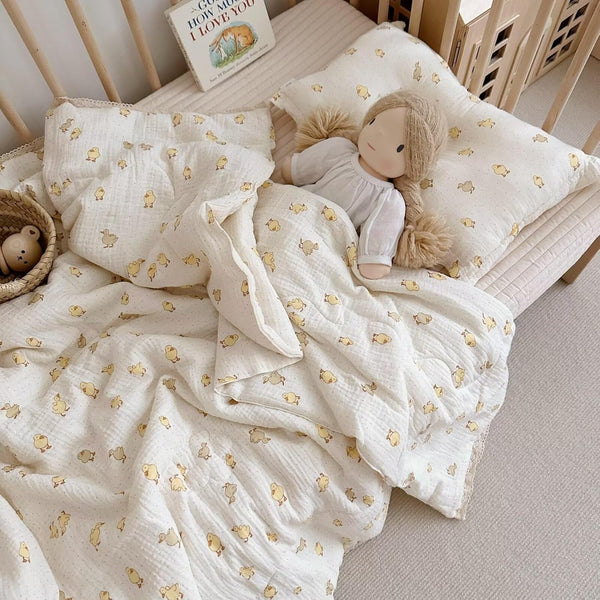 BuLuTu Baby Toddler Muslin Blanket| Crib Baby Quilts| Cot Comforter| Nursery Bed