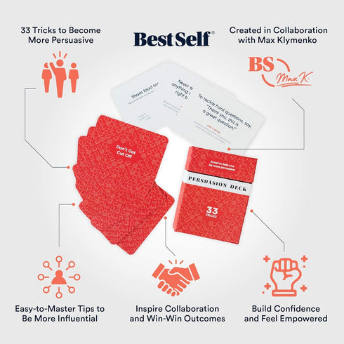 BestSelf Persuasion Deck - Persuasion Skill Cards to Master Persuasion Tricks with 33 Prompts