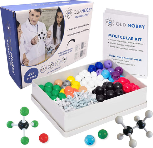Old Nobby Organic Chemistry Set, 425 pc Molecular Model Kit, STEM Science Kits for Kids, Teachers, Young Scientists