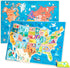 Puzzles for Kids Ages 4-6, Wooden Educational Puzzles for Toddlers 2-4, 2 Pack US & World Map