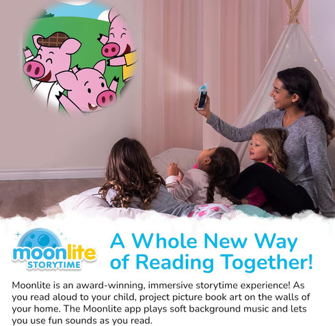 Moonlite Storytime Projector - Magical Bedtime Kids Book Projector for Immersive Reading Experience, Smartphone