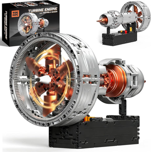 ROKAFU Turbojet Engine Building Blocks Sets, Motorized Jet Engine Model Kit with Motor,
