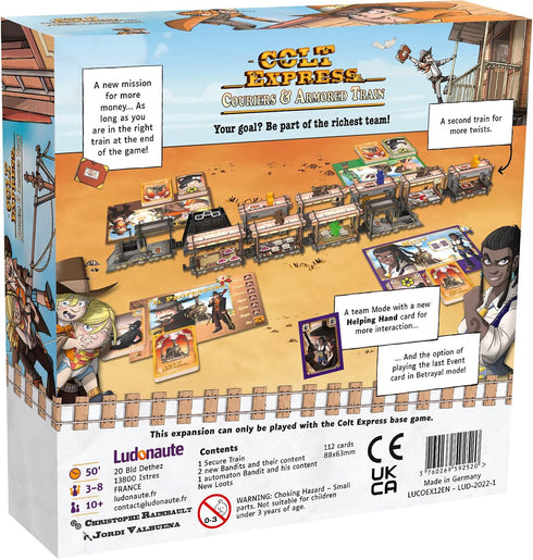 10+ 3-8 50 Colt Express Couriers & Armored Train Board Game Expansion | Train Strategy Game | Wild West Adventure Game