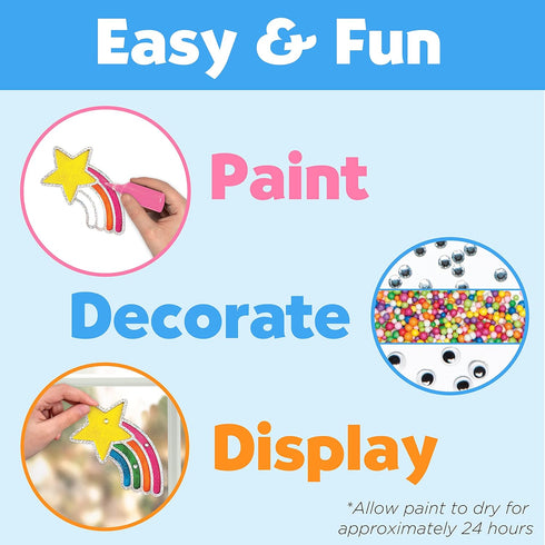 Creativity for Kids Easy Sparkle Window Art Kit, Paint and Decorate 7 DIY Suncatchers for Kids Ages 6-8+