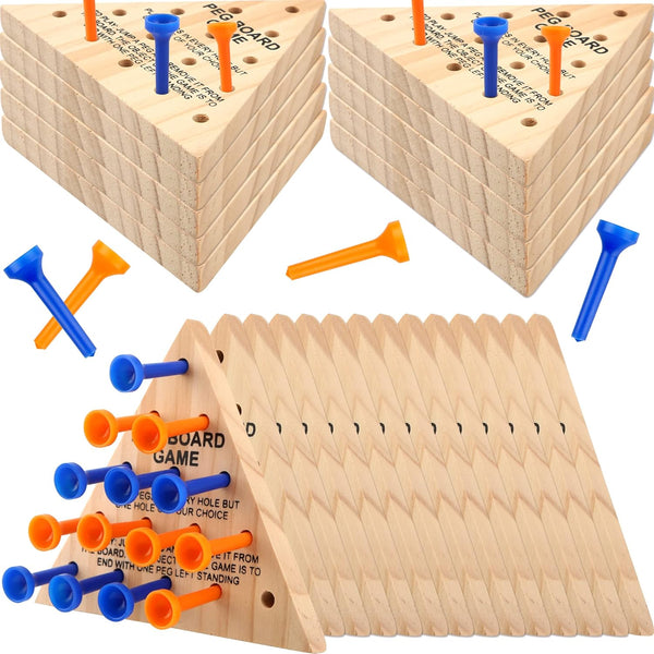 30 Packs Wooden Peg Game - Tricky Triangle Family Wooden Board Game, Strategy Toy for Travel Gathering Teens Adults