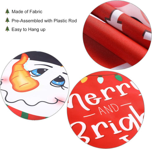 Sumind 3 Pieces Christmas Banner Decorations, Bright Santa Claus Snowman Red Welcome Merry Christmas Porch Sign