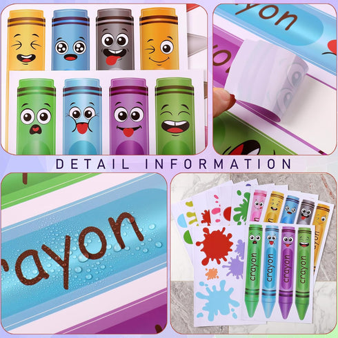 10 Sheets Creative Colorful Crayons Wall Decals Watercolor Ink Splash Dots Pens Wall Stickers DIY Removable Peel