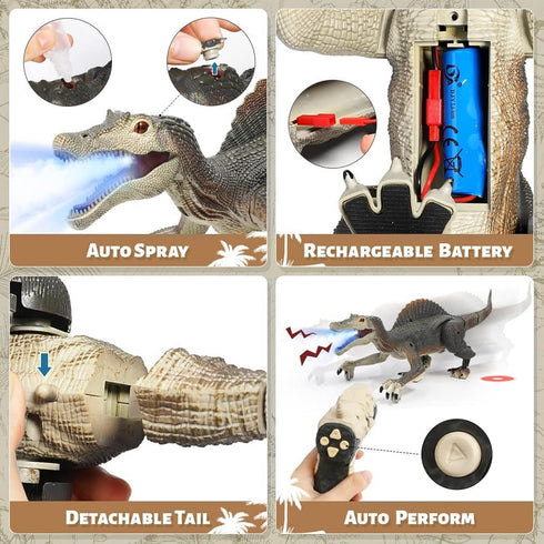 3-5-7 Upgraded Dinosaur Toys for Kids Years Old, Remote Control Spinosaurus Toys with Indicator Light Chasing&Spray