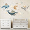 Under The Sea Whales Wall Decal Sticker,Ocean Nursery Wall Sticker,Watercolor Whale, Hot