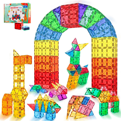 Magnetic Tiles for Kids, 3D Magnet Blocks Building Toys, Preschool Stacking Blocks STEM Toys for Toddlers Ages 3-12