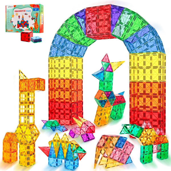 Magnetic Tiles for Kids, 3D Magnet Blocks Building Toys, Preschool Stacking Blocks STEM Toys for Toddlers Ages 3-12