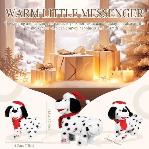 SdeNow Twerking Dog Toy Booty Shaking Walking Santa Claus Puppy Musical Animated Christmas Plush Santa Singing