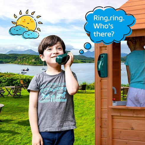 HAPPYPIE Toy Phone for Kids, Swing Set Pretend Phone for Learning and Creative Play (Green)