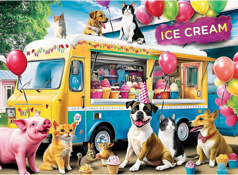Nitktaia 300 Piece Puzzle for Adult,Ice Cream Truck Jigsaw Puzzle,Unique Fun Colorful Summer