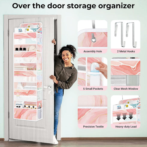 Closet 5-Tier Clastyle Marble Over the Door Organizer Nursery Hanging Storage Organizer for Women Girls Clothes Diaper