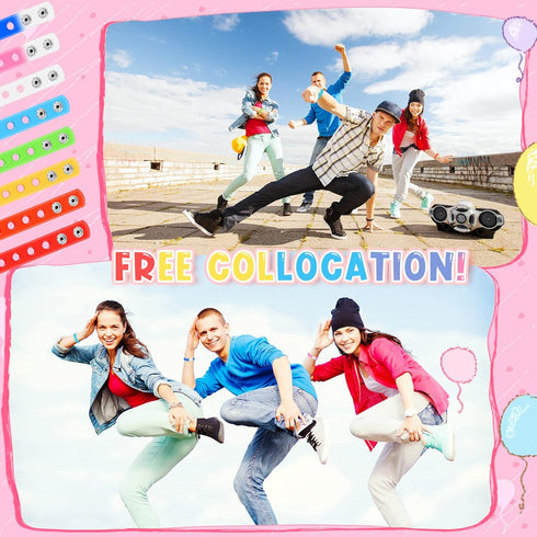 48 Pieces Silicone Wristband, 8 Colors Adjustable Rubber Band Wristbands for Party Gifts DIY