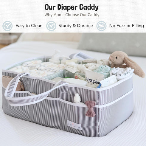 Lily Miles Baby Diaper Caddy - Organizer Tote for Infant Boy or Girl - Baby Shower Basket - Nursery Must Haves