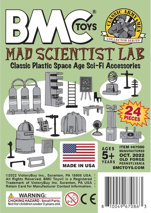 BMC Classic Mad Scientist Lab - 24pc Plastic Army Men Sci-Fi Accessory Playset