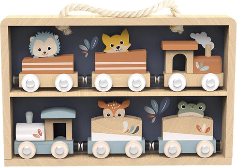 SPEEDY MONKEY Wooden Train Toy Set for Kids | Animal Train Playset