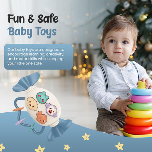 FD Falcon (2 1) Baby Rattle Teether in Candy Shape with Animals Theme, Musical Learning and Lighting, BPA-Free, Safe