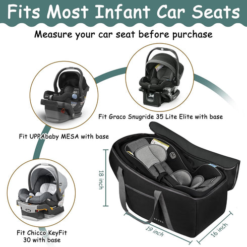Car Seat Travel Bag for Graco SnugRide 35 Lite and Chicco KeyFit 30 - Padded Infant Carrier Bag