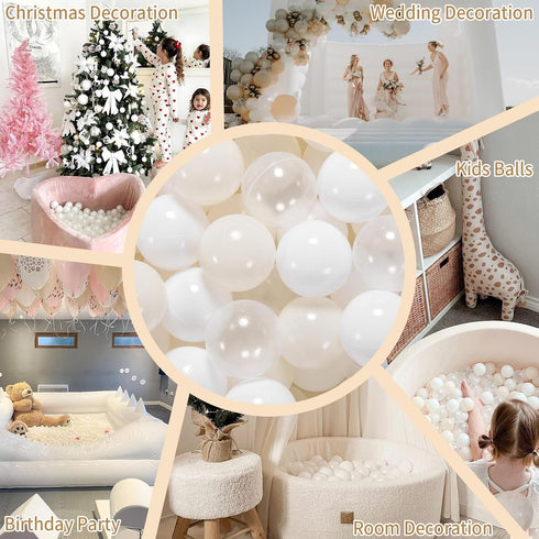 GOGOSO Ball Pit Balls, Plastic Playballs for Baby Toddlers, Kids Playhouse Decor, Phthalate-Free, 100 Balls (White