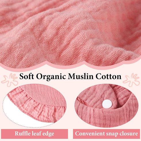18 Kenning Pcs Muslin Drool Baby Bibs Ruffle Absorbent Bib with Snap Button Boy Girl for Drooling Teething Infant