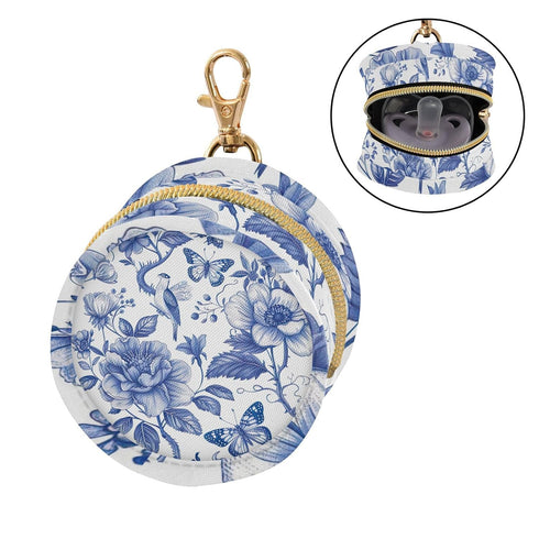 YETTASBIN Blue Flower Portable Pacifier Holder Case with Metal Hook Buckle & Zipper for Diaper Bag and Stroller