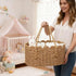 wwmayfeel Diaper Caddy Organizer, Paper Rope Storage Baskets Nursery Bin with Removable Divider, Portable Car Organizer