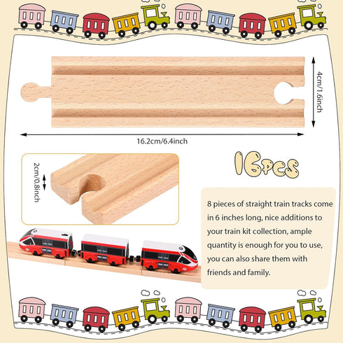 Pack 16 Liliful of Wooden Train Track Expansion Male-Male Female-Female Train Track Compatible with Most Trains
