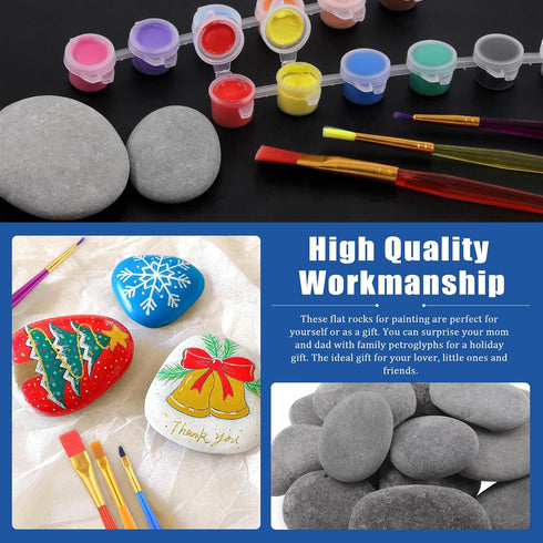 Glarks 34Pcs 15Pcs 2"-3" 12 6Pcs 1Pc Rock Painting Kit, Including Flat Painting Stones River Rocks, Colors Non-Toxic