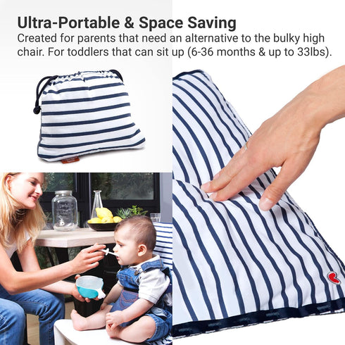 BabyToLove Pocket Seat | Compact Portable High Chair for Travel, Dining & More | Secure & Washable Toddler Seat