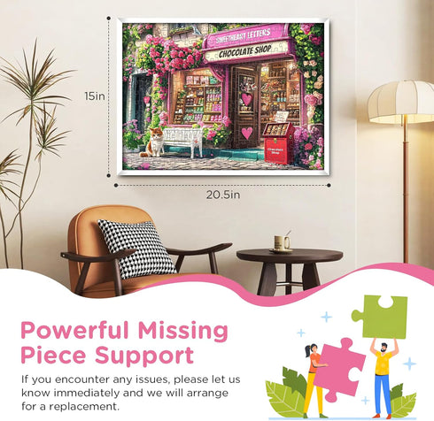 WSCXSC 300 300 20.5x15 Jigsaw Puzzles Pieces for Adults,Chocolate Shop Piece Puzzles,Cat Puzzle for Kids Adult